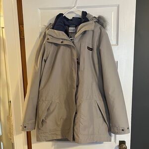 3-in-1 Columbia Beige fur Hooded Parka Coat